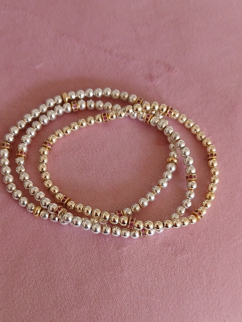 Gold Filled  and Ruby Beaded  Bracelet Nwt